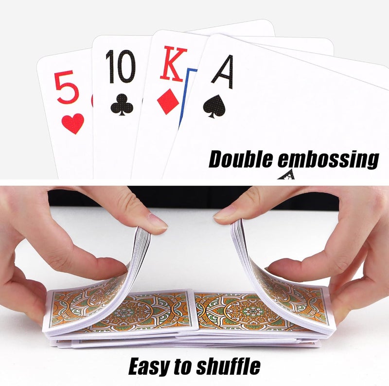 Metsyth Playing Cards 2 Pack, Deck of Cards, Standard Poker Card Set for Adults,Easy Shuffle Unique Design Fun Card Games for Blackjack,Pinochle,Go Fish (Green/Orange) - Image 4